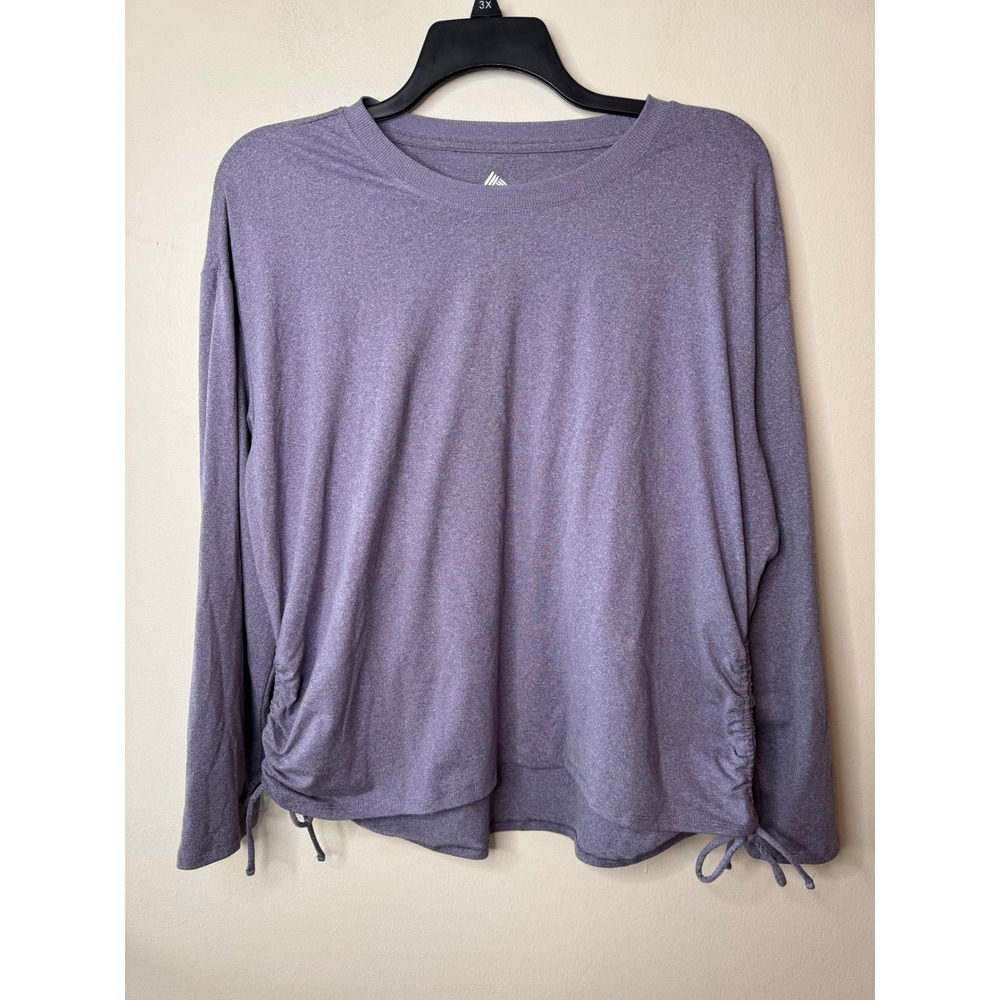 RBX Womens XL Purple Heathered Long Sleeve Cinch Side Activewear Top